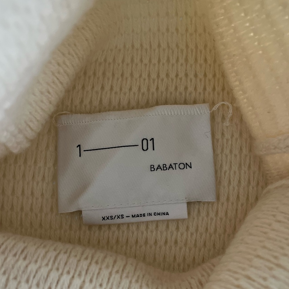 Aritzia Babaton Mika Cream Wool Cashmere knit Cozy Cotagecore Sweater Sz XXS/XS - Picture 11 of 13